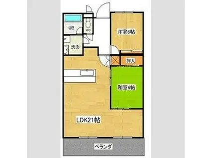 パールスクエア(2LDK/3階)の間取り写真