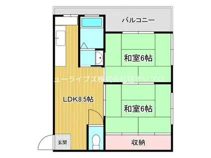 アーバン峰(2LDK/3階)の間取り写真