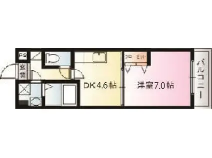 THE SKY VIEW(1DK/9階)の間取り写真