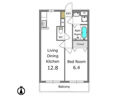 ソル・レヴァンテII(1LDK/2階)の間取り写真