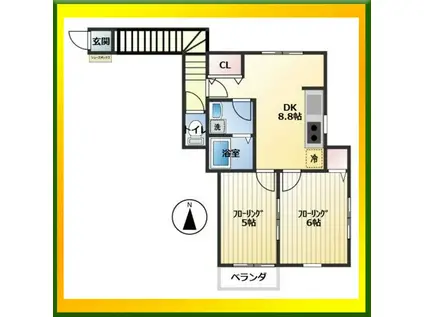 コーラル・ハイツ(2DK/2階)の間取り写真