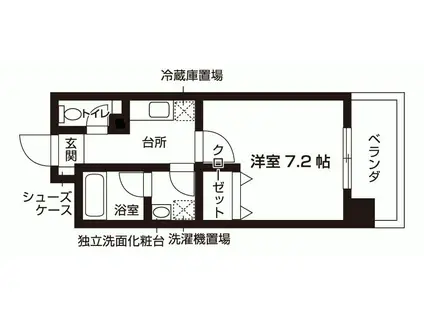 エスコーポラス(1K/1階)の間取り写真