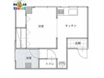 円口ビル(1DK/4階)の間取り写真