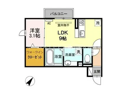 シェモア(1LDK/2階)の間取り写真