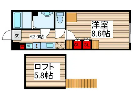 クラージュ柏(1K/3階)の間取り写真