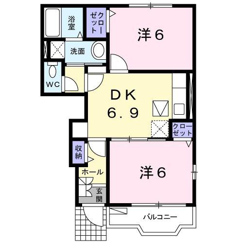 グランディール(2DK/1階)の間取り写真