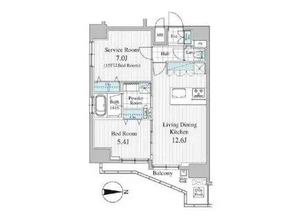 TOTSU RESIDENCE KAMINARIMON(2LDK/14階)の間取り写真