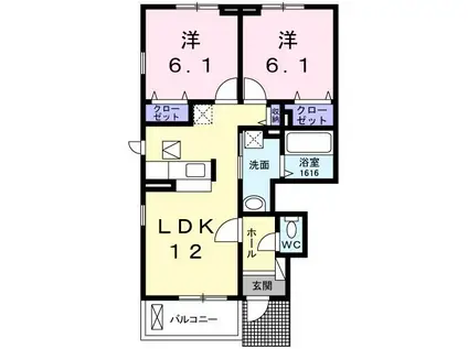 グリームヒル五番館(2LDK/1階)の間取り写真