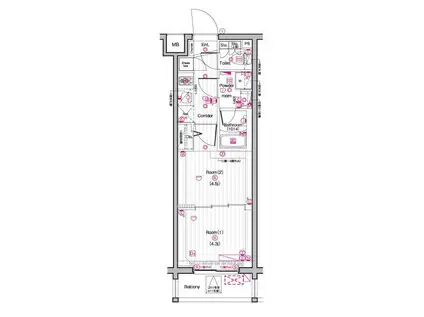 THE PREMIUM CUBE G 東中野(2K/4階)の間取り写真