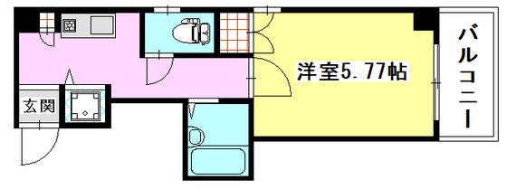 センチュリー皆実(1K/2階)の間取り写真