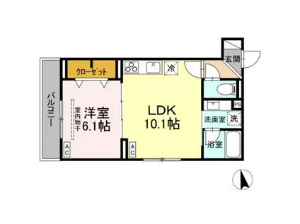 D-ASSET府中町(1LDK/3階)の間取り写真