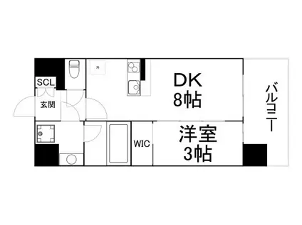 エスリードレジデンス玉造ザ・イースト(1LDK/15階)の間取り写真