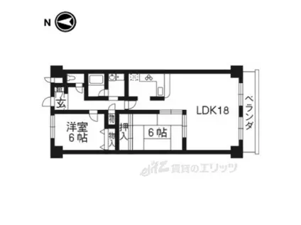 ライフプラザ河原町今出川(2LDK/4階)の間取り写真