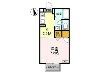 ハイツ定栄 E棟(1K/1階)の間取り写真