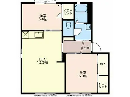 フォレストプレインB(2LDK/1階)の間取り写真