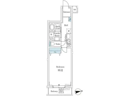 ルーチェ白金(1K/2階)の間取り写真