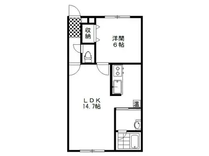 ＪＲ根室本線 釧路駅 バス乗車時間：31分 最寄りバス停で下車 徒歩5分 2階建 築16年(1LDK/1階)の間取り写真