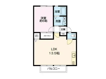 ウインディア引野C(1LDK/2階)の間取り写真
