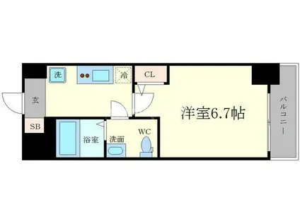 セレニテ本町REFLET(1K/6階)の間取り写真