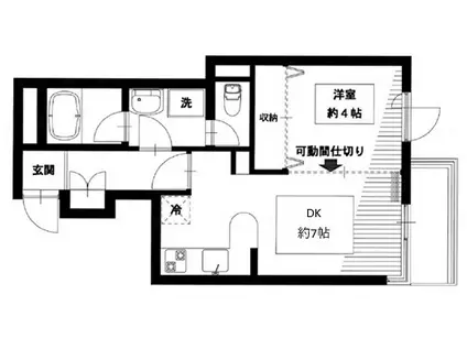 アサヒアンビシオン恵比寿(1DK/1階)の間取り写真