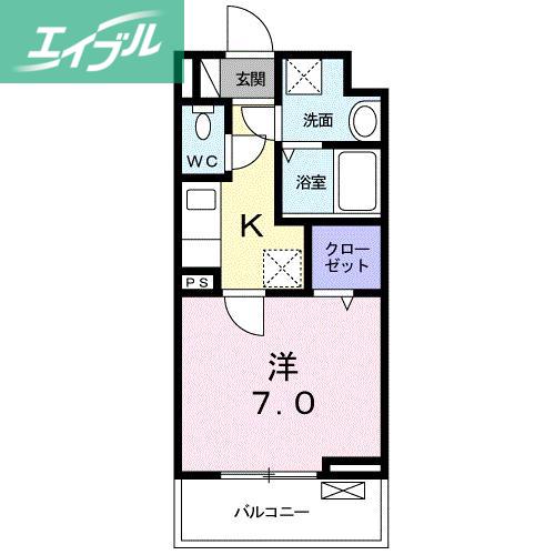 カーサ 幸(1K/1階)の間取り写真