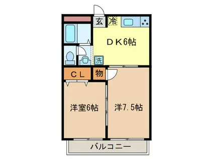 ジョリーパレス(2DK/3階)の間取り写真