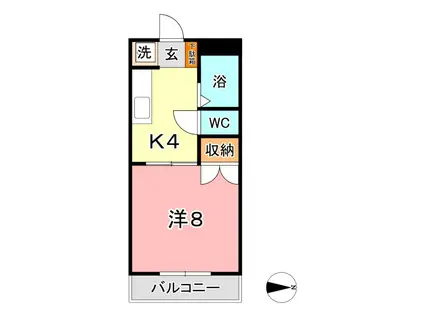 クリスタルハイツ(1K/3階)の間取り写真