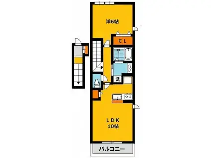 パインハイツC(1LDK/2階)の間取り写真