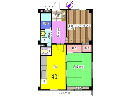 BJコートA棟(2DK/4階)の間取り写真