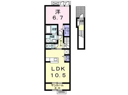 フランセス高柳 I(1LDK/2階)の間取り写真