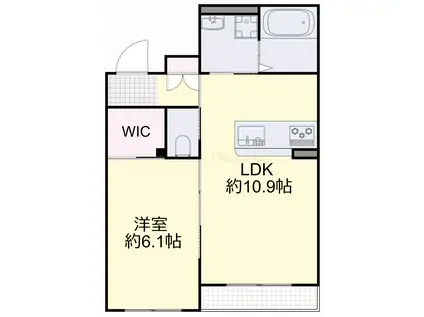 CHALEUR新保(1LDK/3階)の間取り写真