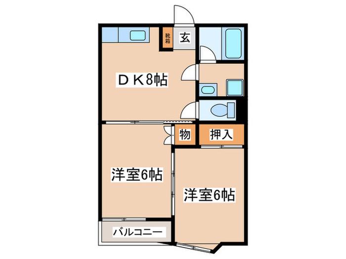 ストリーム橋本(2DK/1階)の間取り写真