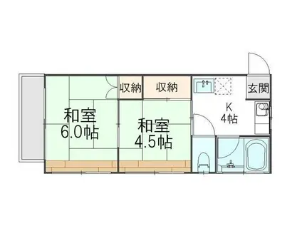 かたばみ苑(2K/2階)の間取り写真