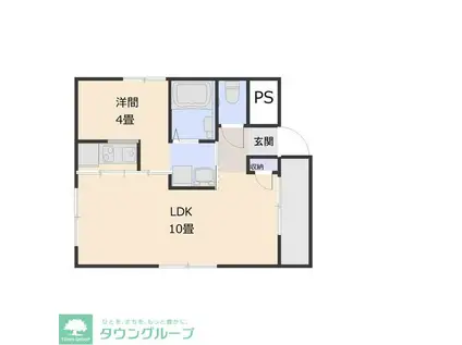 クラフトビル(1LDK/4階)の間取り写真