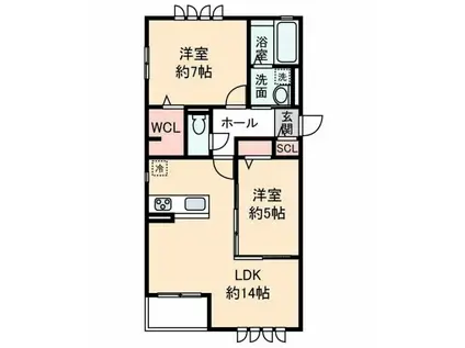 MAISONDEROYALGRACE B棟(2LDK/2階)の間取り写真