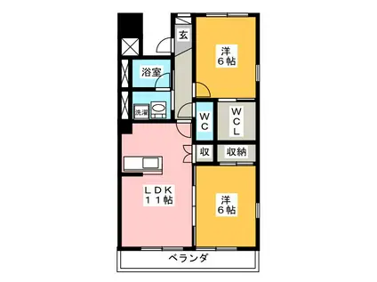 P・BORN277(2LDK/2階)の間取り写真