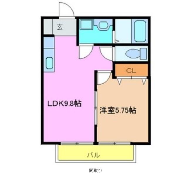 ビュー アイルB棟(1LDK/2階)の間取り写真