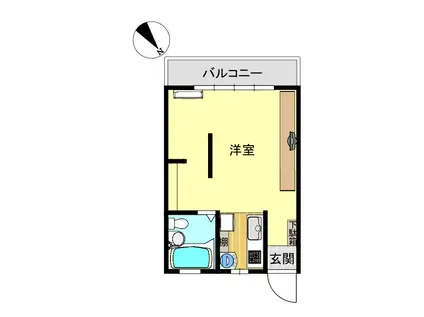 バンハウスA棟(ワンルーム/1階)の間取り写真
