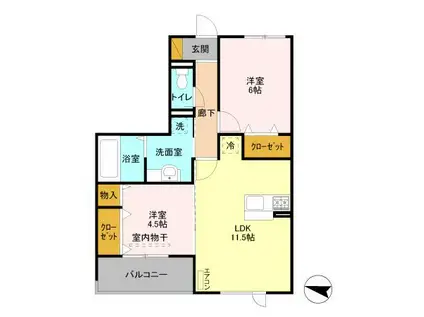 GRACE SQUARE(2LDK/2階)の間取り写真