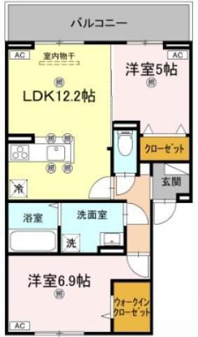 グラシア春日(2LDK/2階)の間取り写真