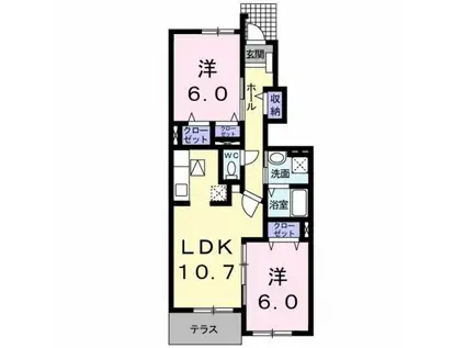 シャンプラージュ(2LDK/1階)の間取り写真