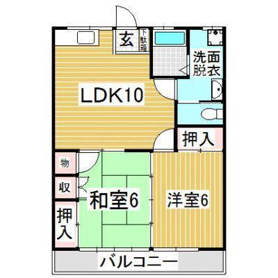 文香ハイツ(2LDK/2階)の間取り写真
