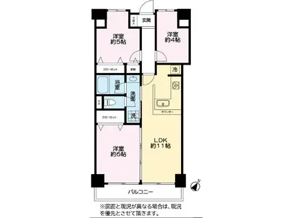 朝日広尾マンション(3LDK/3階)の間取り写真