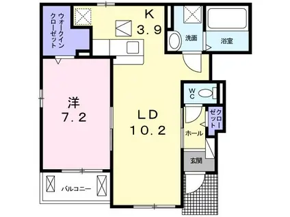 ネオクレメント B(1LDK/1階)の間取り写真