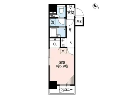 ガラステージ日本橋(1K/9階)の間取り写真