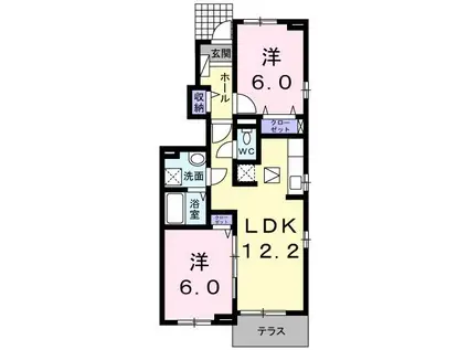 ソレイユ和泉中央2(2LDK/1階)の間取り写真