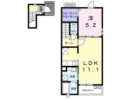 ニュークレストヒルズ II(1LDK/2階)の間取り写真