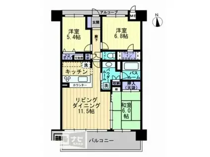 アルファステイツ高松駅前(3LDK/11階)の間取り写真