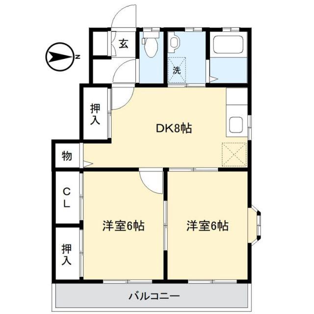 ラ・フォーレ122(2DK/1階)の間取り写真