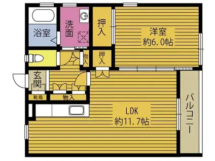 メゾンさくら(1LDK/1階)の間取り写真